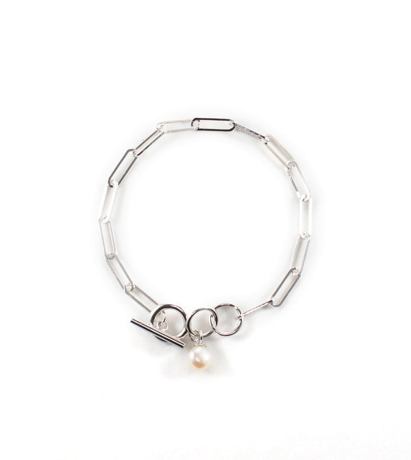 BALL CHAIN PEARL CHARM BRACELET - tsui