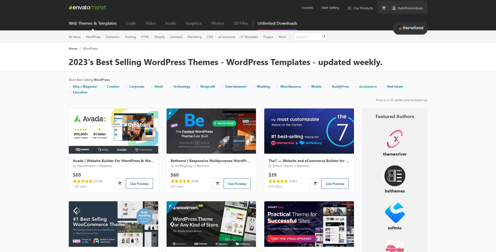 2023's Best Selling WordPress Themes