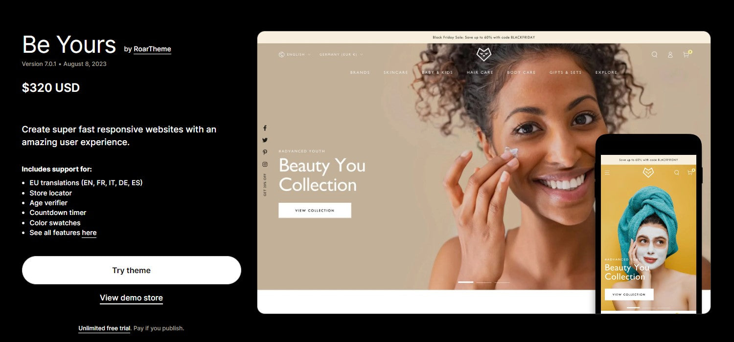 Be Yours Theme - Beauty - Ecommerce Website Template