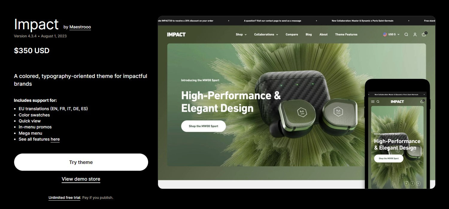 Impact Theme - Sound - Ecommerce Website Template