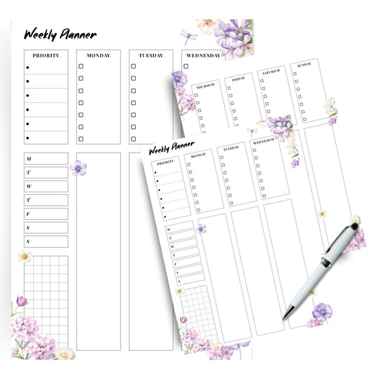 Weekly Planner - Purple Floral Printable Tracia Creative   