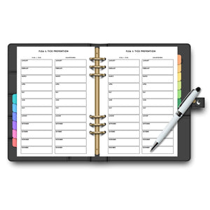 Flea & Tick Prevention - Minimalist Planner Insert Tracia Creative   