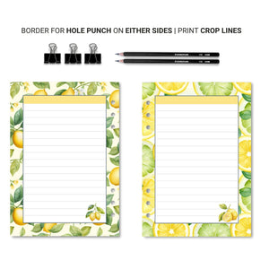 Lemon Printable Lined Notepad, A6 Printable Notepad Printable Notepad Tracia Creative   