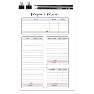 Minimalist Paycheck Planner - Printable Budget Insert Planner Insert Tracia Creative   