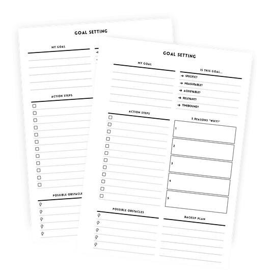 Goal Setting Planner Page - Minimalist | Printable | $0.00 - $5.00, A5, basic, planner, Printable, White | Tracia Creative
