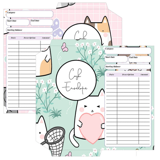 Kids Printable Cash Envelope - Cat Themed Printable Cash Envelope Tracia Creative   