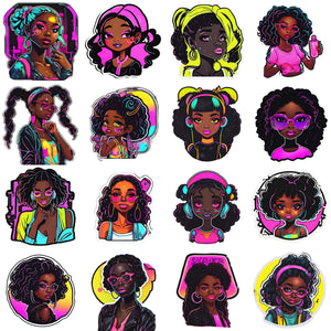 Neon Girl - Ebony Edition Digital Planner Stickers