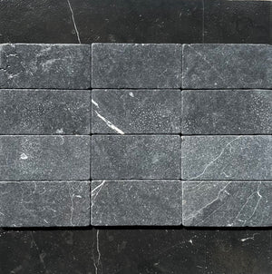 Nero Marquina Marble 3x6 Tumbled Tile - Tilehouz