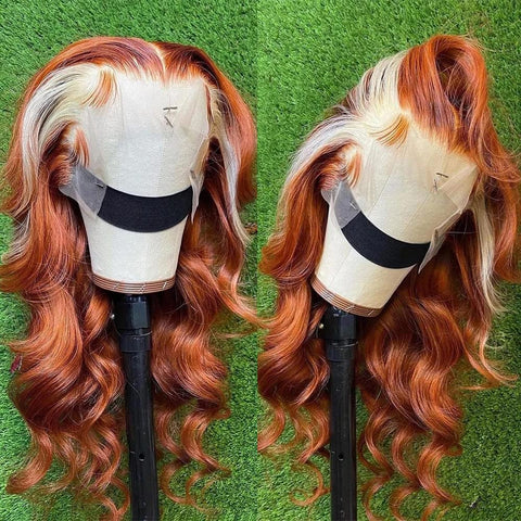 malindahair ginger orange money piece hair wig