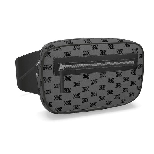 Denel Black & Gold Signature Pattern Leather Belt Bag