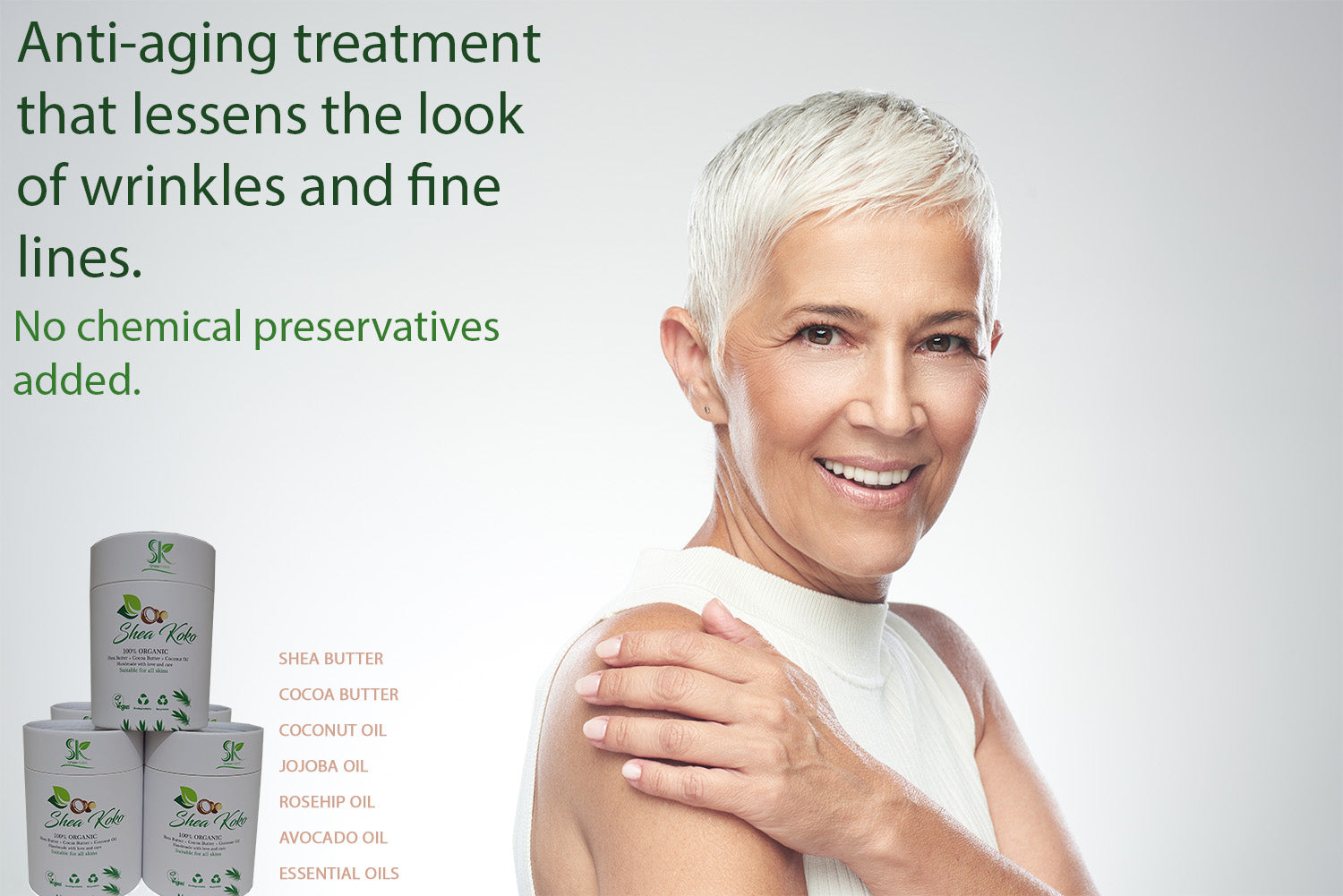 Shea Koko anti-aging treatment to lessen the looks of wrinkles