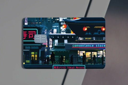 Cyberpunk Village, Anime, Credit Card Sticker, Credit Card Skin