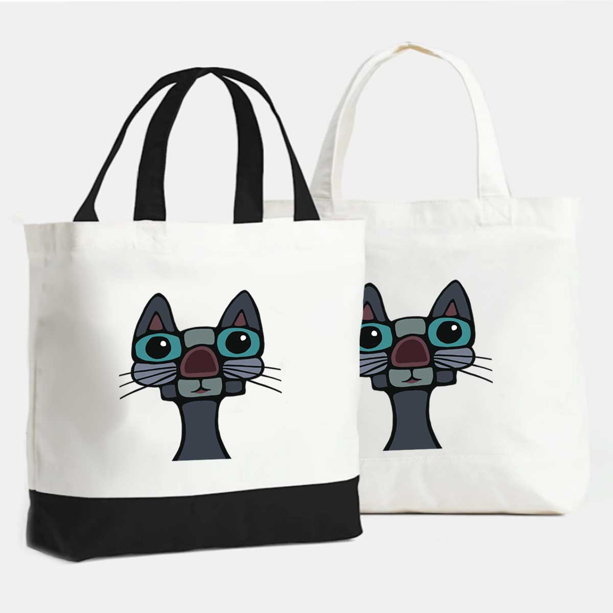 cat print shopping bag