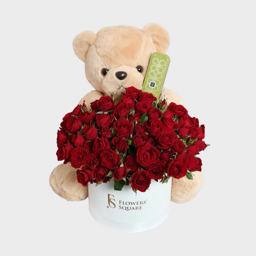 Bear Patchi Red Roses Box