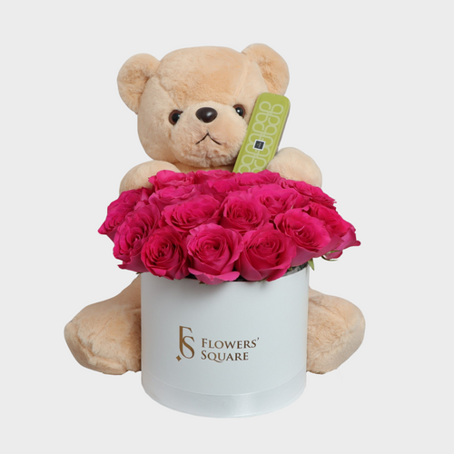 Bear Patchi Fuchsia Rose Box
