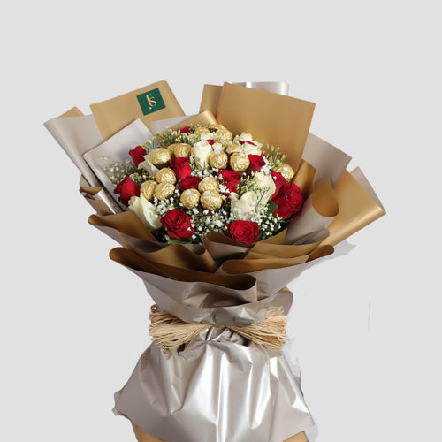Red Roses and Ferrero Bouquet
