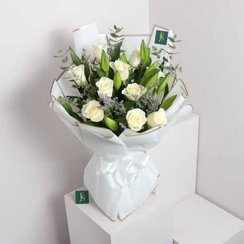 White Lilies and Roses