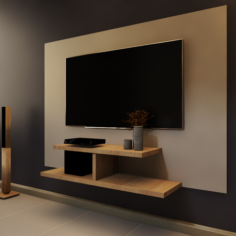 ▷ Mueble para TV con frente ondulado y zona abierta