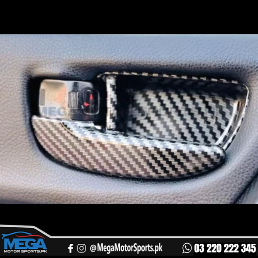 Black Carbon Fiber Door Handle Cover for Toyota Yaris XP130 Vitz