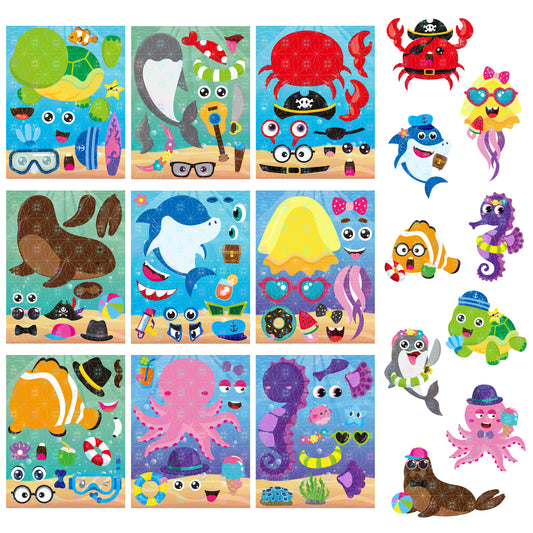 HubirdSall 40Pcs Valentine's Day Animals Make-a-Face Stickers for Kids