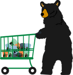 Ice Cream For Bears Mascot shopping in grocery store