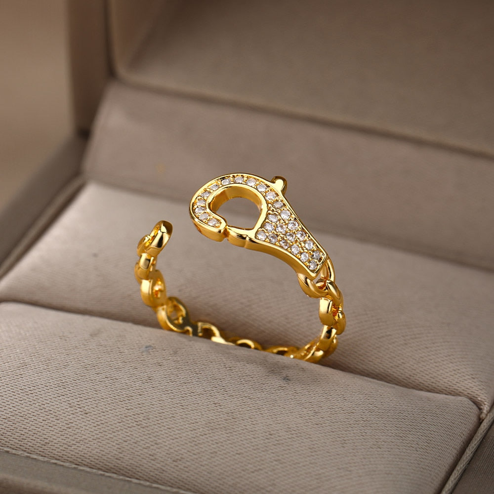 Giveon Ring | Gold Clip Zirconia Luxury Statement Ring