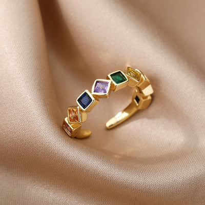 Occoupe Ring | Gold Zirconia Pink Stone Fine Ring