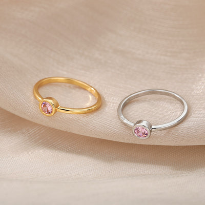 SOUVOIR 7 / Silver 14K Gold Plated Rings Cabanne Ring | Gold Purple Stone Fine Cocktail Ring