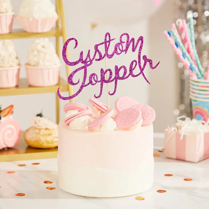 Custom Glitter Cake Topper with Any Name & Any Age
