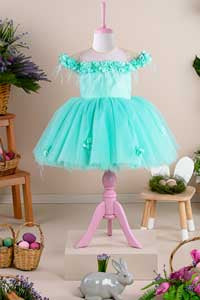 mint floral dress for easter for baby girls