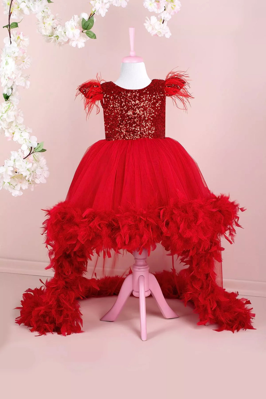 Red High Low Tulle Dress for Birthday Party, Emily Red Dress