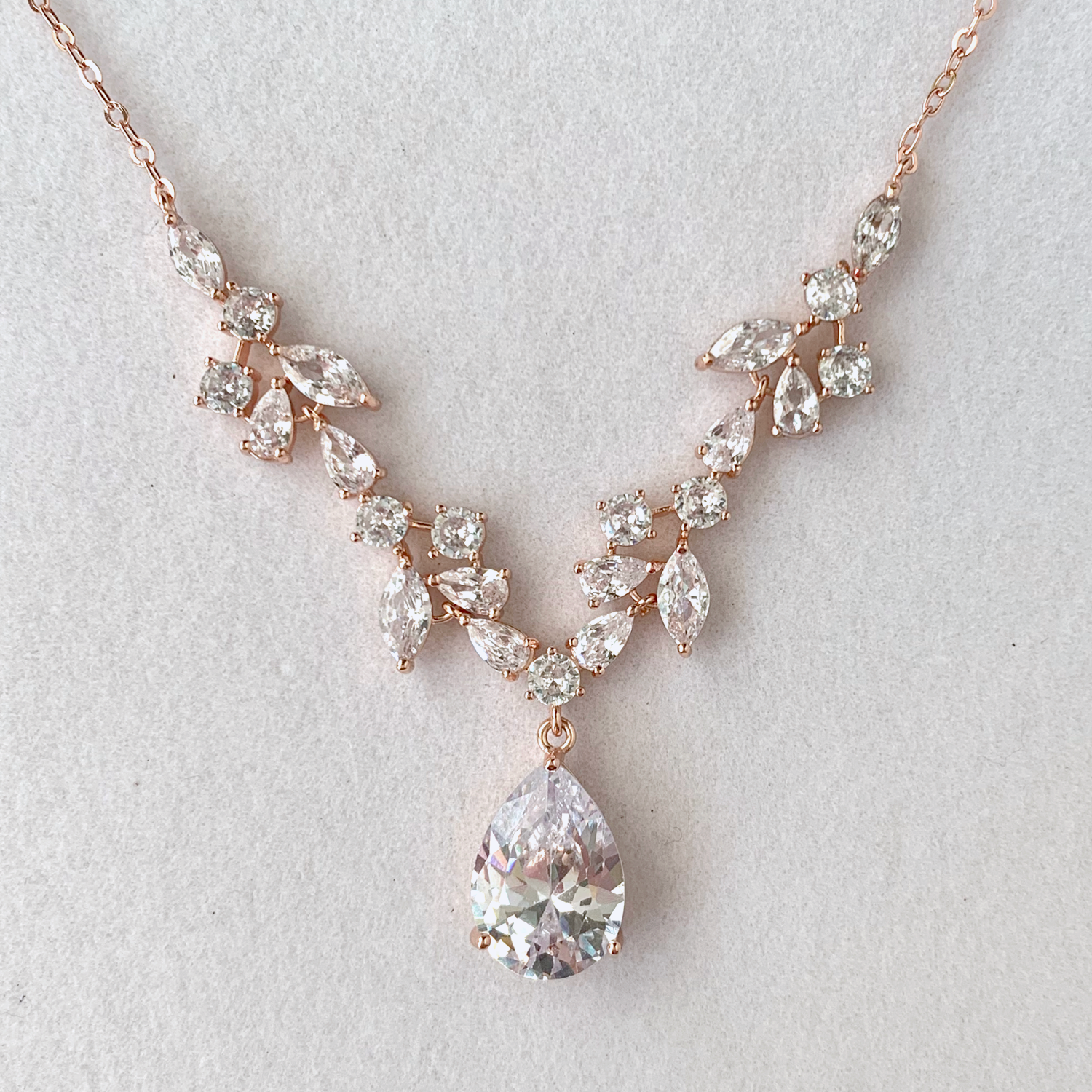 Rose Gold Backdrop Wedding Necklace | Simple Jewelry for Brides, Women –  Poetry Designs