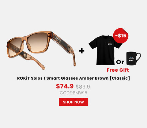 ROKiT Solos 1 Smart Glasses Amber Brown