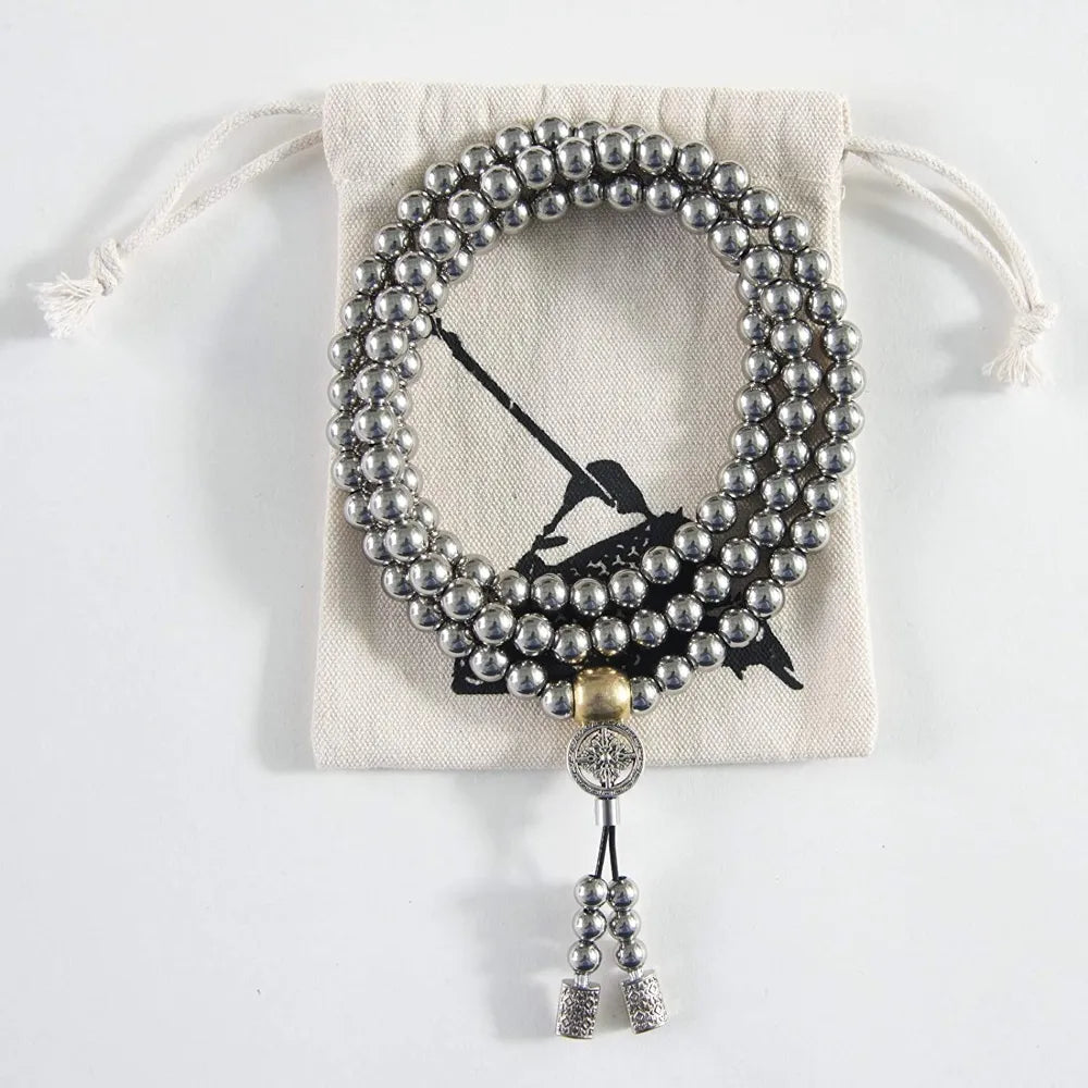 Stainless Steel Buddha Beads Necklace & Destiny Nepal Prayer Hand Bracelet combo