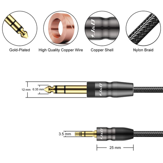3.5 mm TRS Male to 6.35 mm TRS Male Stereo Audio Cable with Nylon