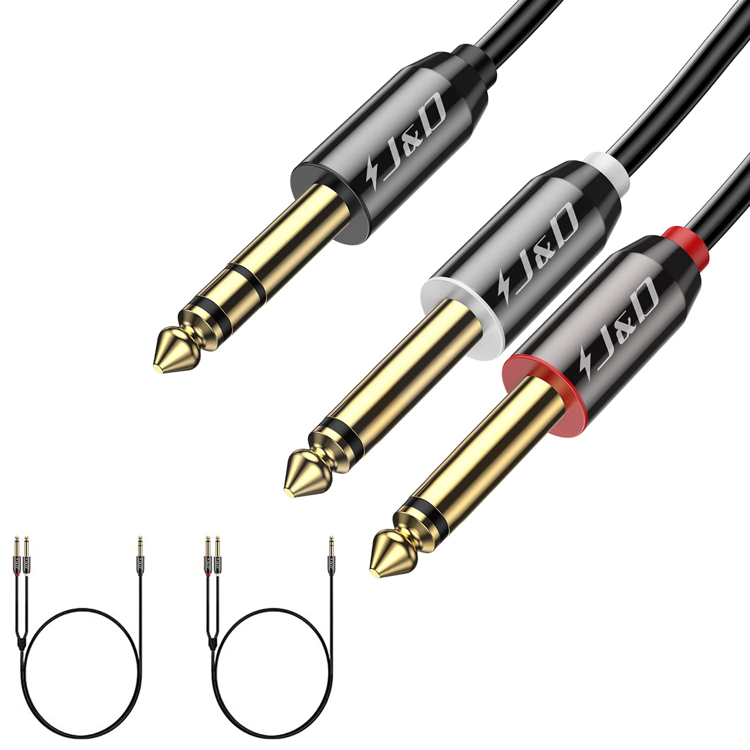 6.35 mm 1/4 inch TRS to Dual 6.35 mm TS M/M Stereo Speaker Cable