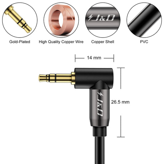 3.5mm Audio Jack Adapter Right Angle 90 Degree AUX Connector Phone Plug  Stereo 