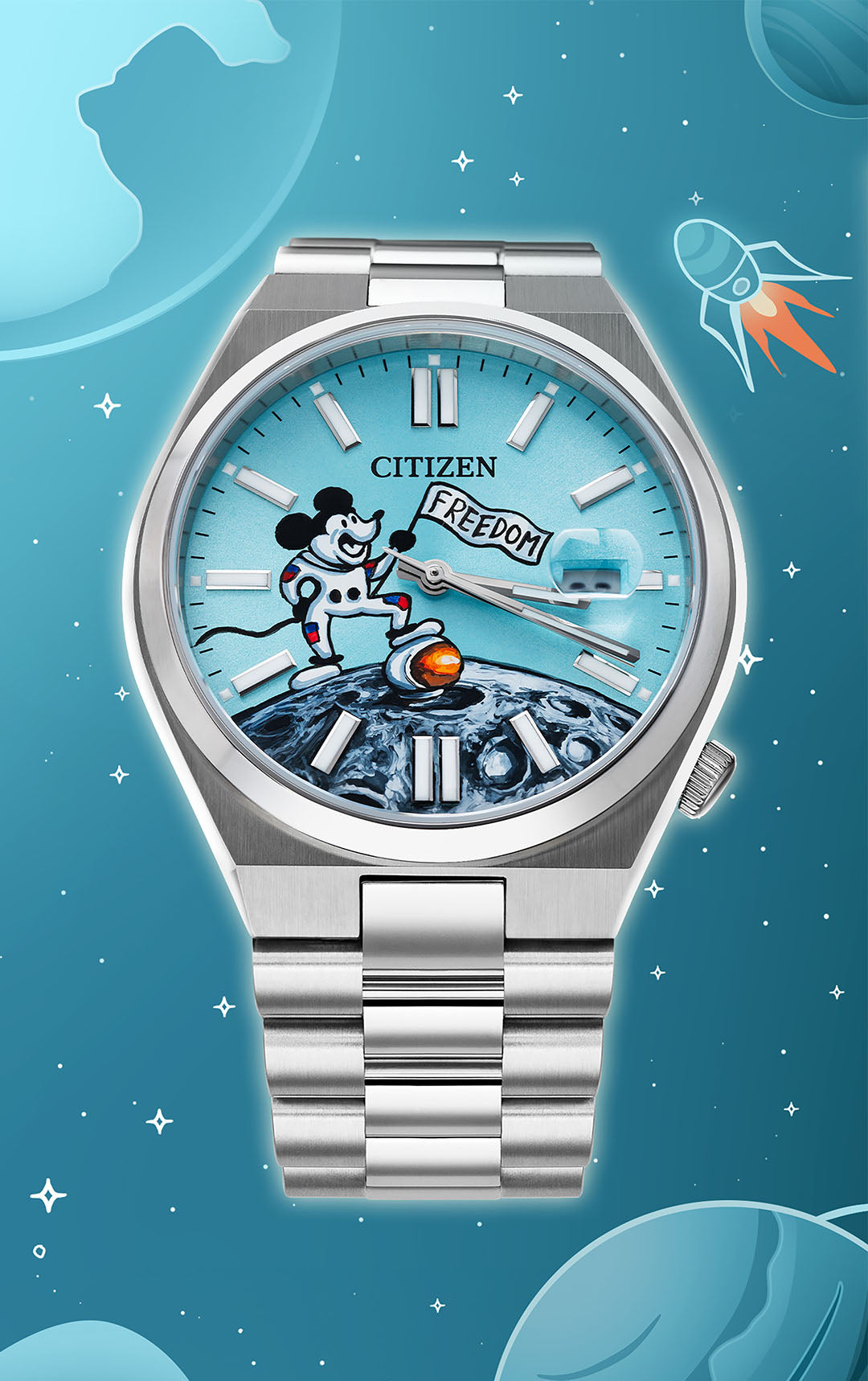 Exclusive Hand-Painted Steamboat Willie Design on Citizen Tsuyosa Automatic Limited Edition Watch