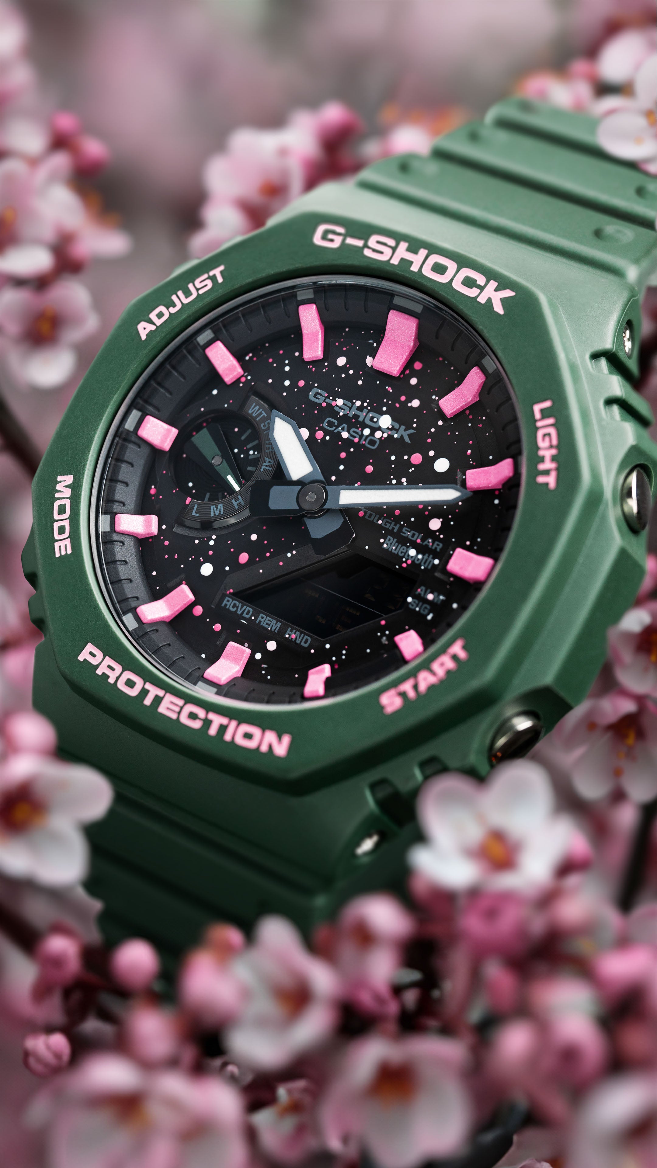 Limited Edition G-Shock CasiOak with Hand-Painted Cherry Blossoms - Unique Collector's Timepiece