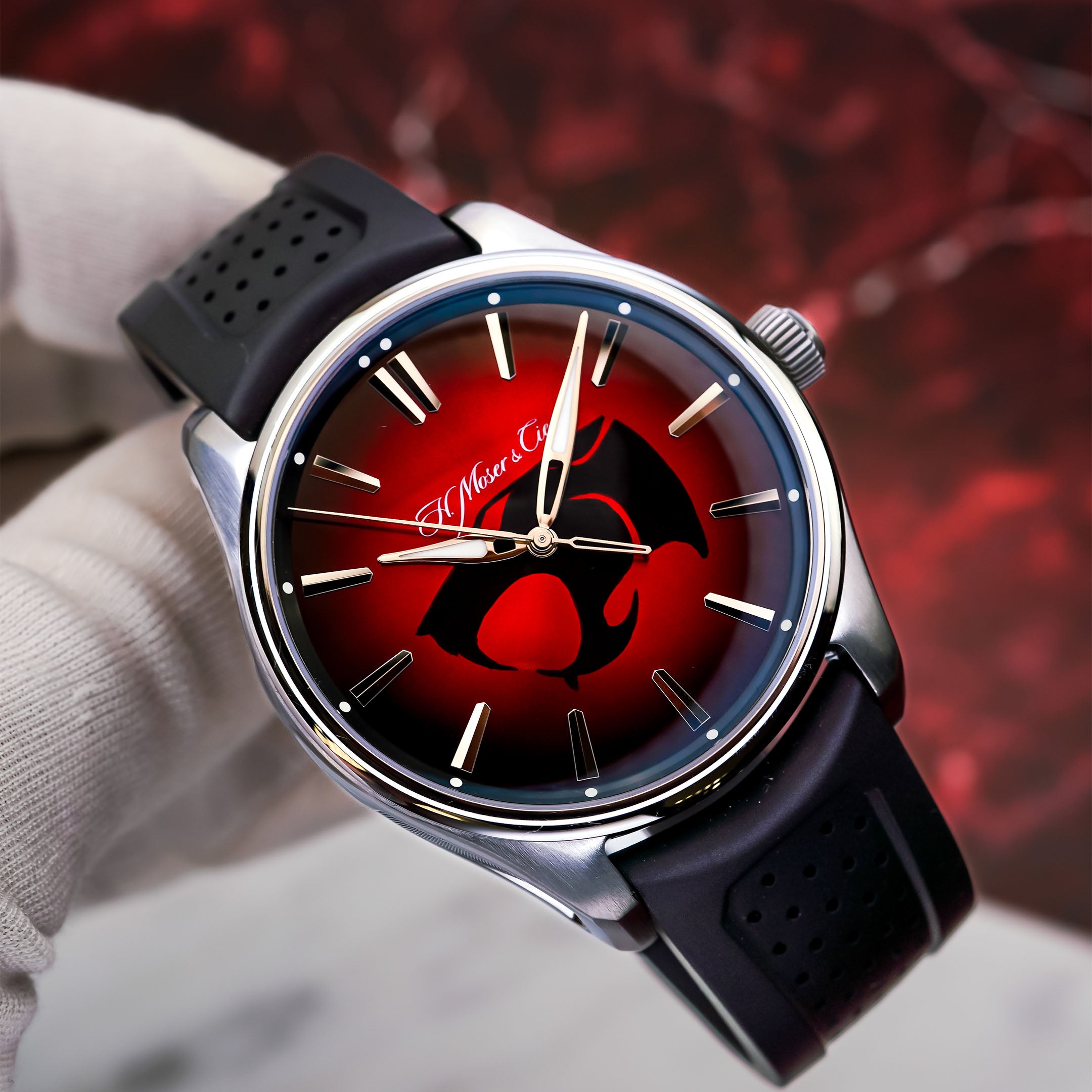 Custom-designed watch, a wearable work of art featuring hand-painted dial