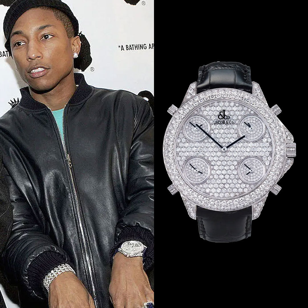 Pharrell Williams wearing a necklace designed by Jacob & Co. News