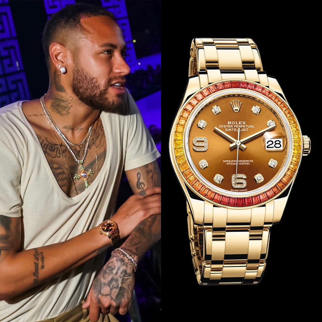 Neymar Jr wears Rolex Pearlmaster Cognac Dial 86348SAJOR