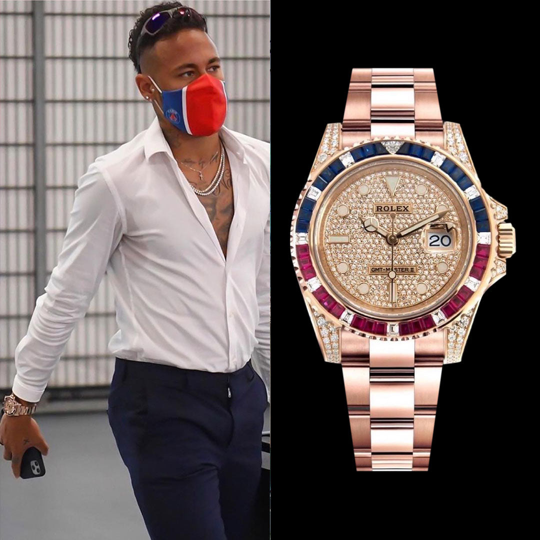 Neymar Jr and Rolex GMT-Master II 26755SARU
