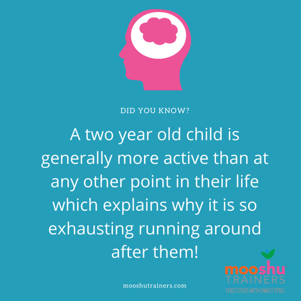 a two year old child is generally more active than at any other point in their life which explains why it is so exhausting running after them!