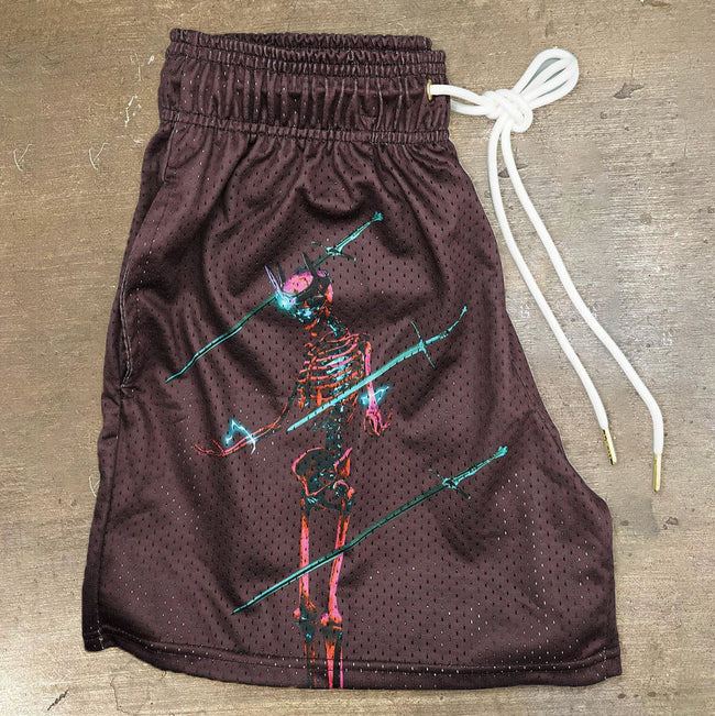 Trendy casual retro printed mesh shorts