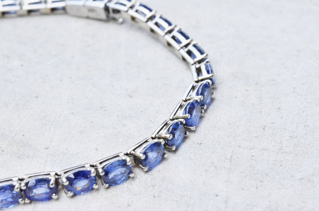 Natural Intense Blue Sapphire Bracelet in 18K White Gold – Elizabeth ...