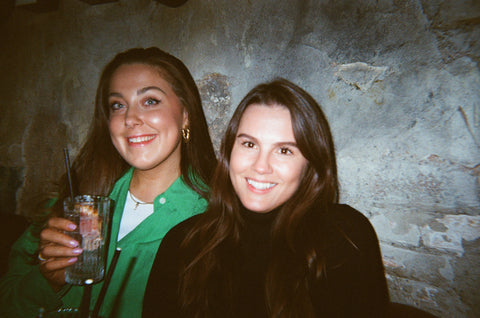 Two Girls Smiling In A Dark Bar 35mm Film Photo