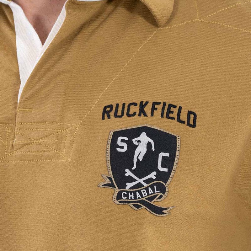 RUCKFIELD® - Polo Manches Longues N°8 Chabal Collector Beige Foncé Le Vestiaire du Rugby