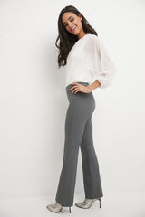 Pull-on Bootcut Trousers with Belt Loops & Tummy Control