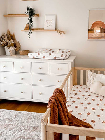 Gender Neutral Baby Nursery with Ikea Hemnes draws and baby cot with Snuggly Jacks Bedding